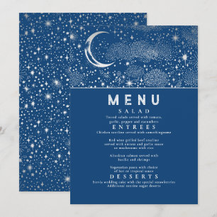 Celestial Starry Night Moon Wedding Menu Invitation