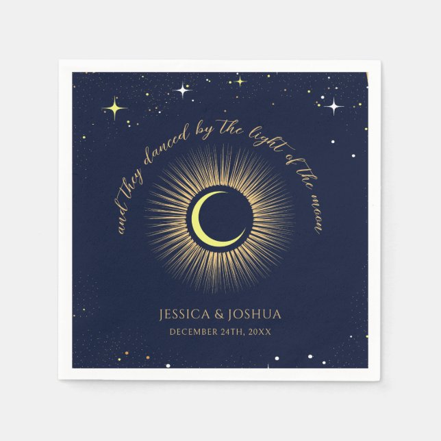 Celestial Starry Night Navy Mystical Wedding Napkin (Front)