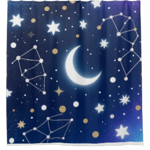 Celestial Starry Night Sky  Moon & Co Shower Curtain