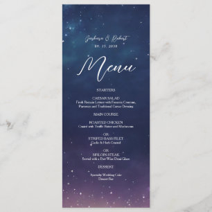 Celestial Starry Night Wedding Menu Card