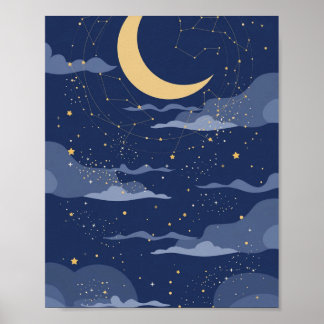 Celestial Starry Night Wedding Poster