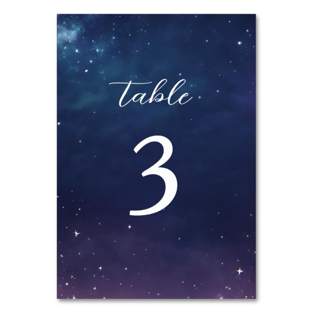 Celestial Starry Night Wedding Table Number (Front)
