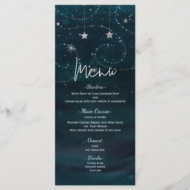 Celestial Starry Sky Swirls & Stars Menu Program (Front)
