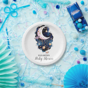 Celestial Starry Stars Baby Shower Paper Plate