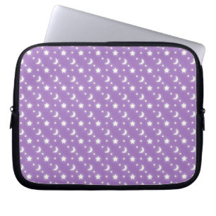 Celestial Stars and Moons on Purple Pattern Laptop Sleeve