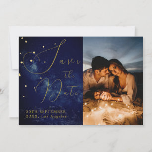 Celestial Stars Elegant Photo Evening Wedding Save The Date