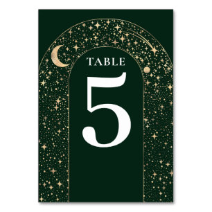Celestial Stars Emerald Green Wedding Table Number