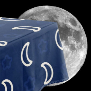 Celestial Stars & Moon Tablecloth – Navy Blue