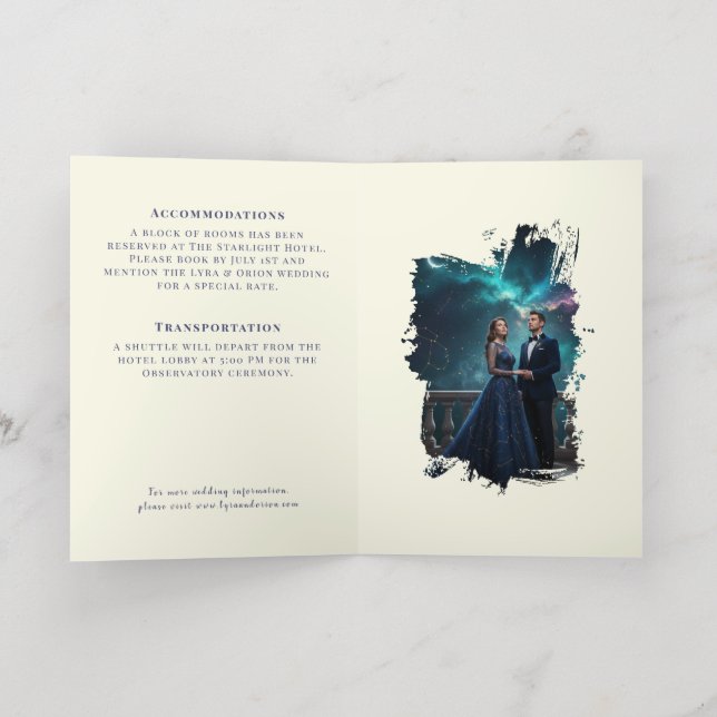 Celestial Stars | Navy/Gold Wedding Enclosure Card (Inside Laydown)