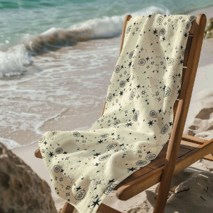 Celestial Stars Seamless Pattern Beach Towel