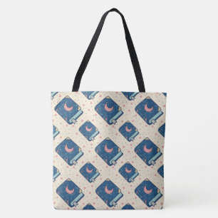 Celestial Storybook Moon Pattern Tote Bag