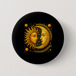 Celestial Sun And Moon 6 Cm Round Badge