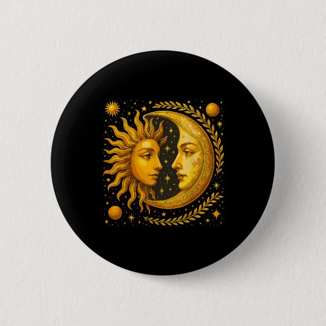 Celestial Sun And Moon  6 Cm Round Badge (Front)