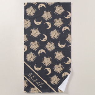 Celestial Sun and Moon Beach Towel