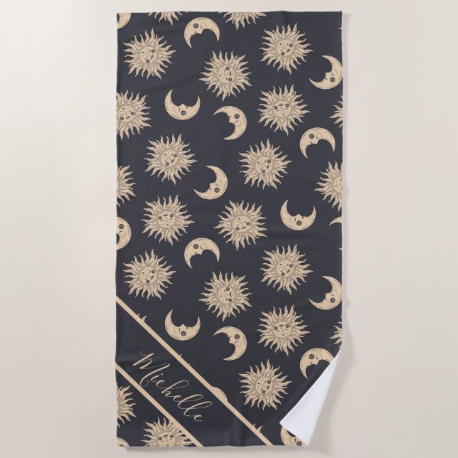 Celestial Sun and Moon  Beach Towel (Front)