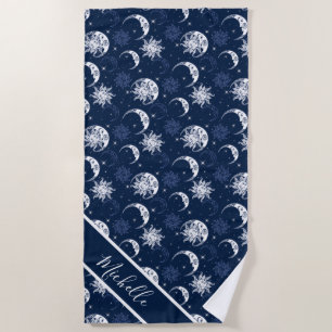 Celestial Sun and Moon Beach Towel