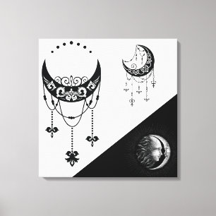 Celestial Sun and Moon Canvas Print