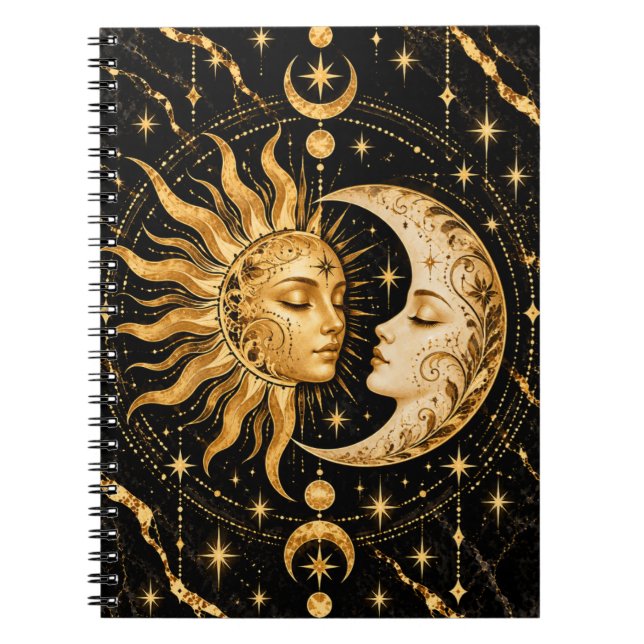 Celestial Sun and Moon Gold Notebook (Front)