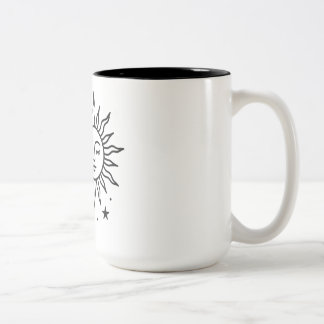 Celestial Sun and Moon Harmony — Minimalist Cosmic Two-Tone Coffee Mug