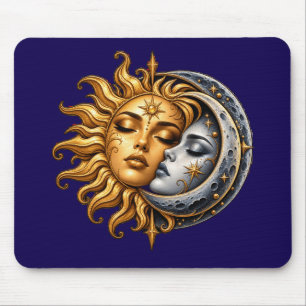 Celestial Sun and Moon Kiss Mouse Pad - Mystic Gol