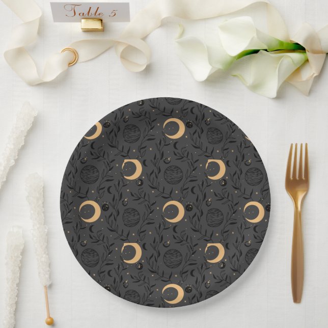 Celestial Sun and Moon Pattern Paper Plate (Wedding)