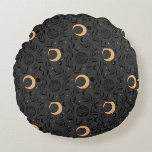 Celestial Sun and Moon Pattern Round Cushion