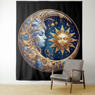 Celestial Sun and Moon  Tapestry