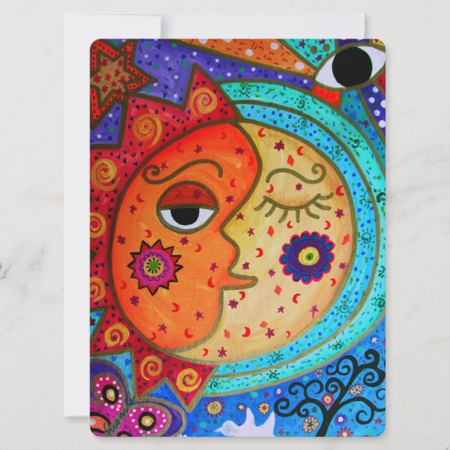 CELESTIAL SUN AND MOON WEDDING ABSTRACT COUPLE INVITATION (Front)