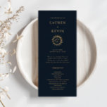 Celestial Sun and Moon Wedding Ceremony Program<br><div class="desc">Designed to coordinate with our Celestial Mystic Collection,  this unique customizable ceremony program features gorgeous gold celestial elements on a dark navy background. For more advanced customization of this design,  e.g. changing layout,  font or text size please click the "CUSTOMIZE" button above. Please contact me for any questions!</div>