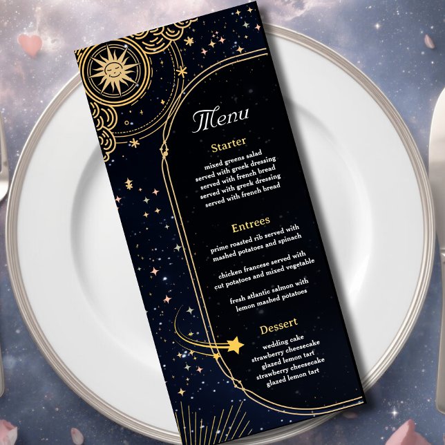Celestial sun and moon wedding menu (Creator Uploaded)