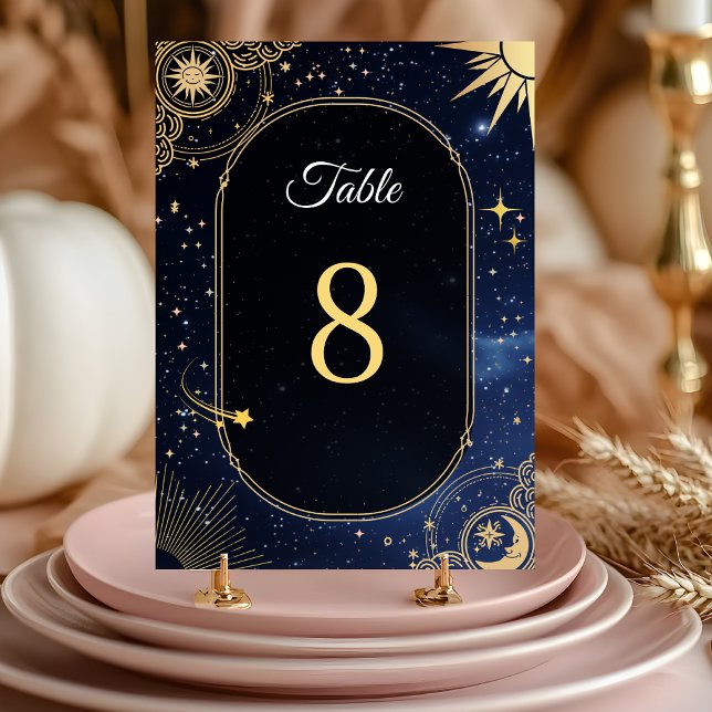 Celestial sun and moon wedding table number (Creator Uploaded)