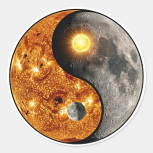 Celestial Sun and Moon Yin Yang Classic Round Sticker