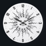 Celestial Sun Black Vintage Sun Burst Large Clock<br><div class="desc">A vintage celestial black sunburst face clock.</div>