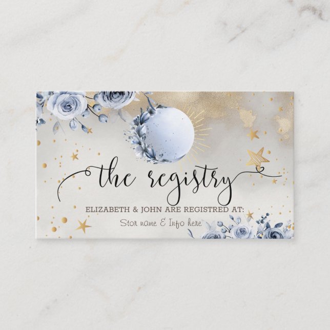 Celestial Sun,Blue Moon Roses Stars Enclosure Card (Front)