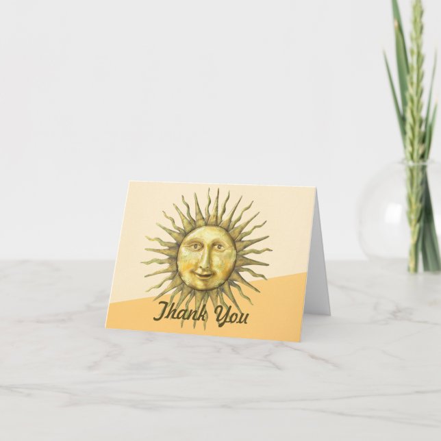 Celestial Sun Face Colorblock  Thank You Card (Front)