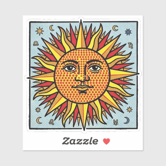 Celestial Sun Face Pop Art Comic Style Sunburst (Sheet)