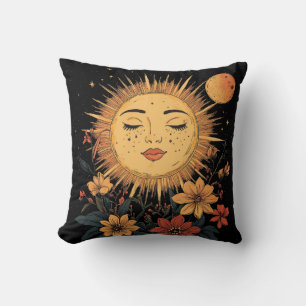 Celestial Sun Goddess with Blossoming Florals Cushion