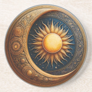 Celestial Sun in Crescent Moon Coaster