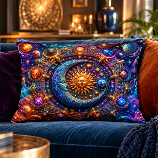 Celestial Sun Moon Accent Pillow 16x12 (Creator Uploaded)
