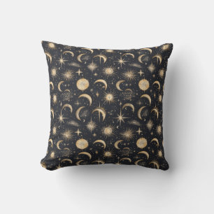 Celestial Sun Moon and Stars Night Sky Cushion