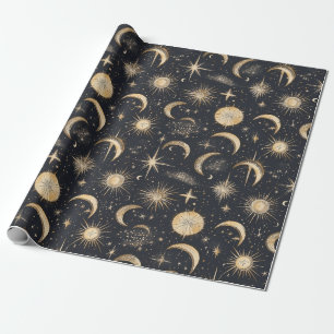 Celestial Sun Moon and Stars Night Sky  Wrapping Paper