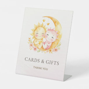 Celestial Sun Moon Baby Shower Cards and Gifts Pedestal Sign