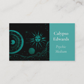 Celestial Sun Moon Black Astronomy Tarot Psychic Business Card