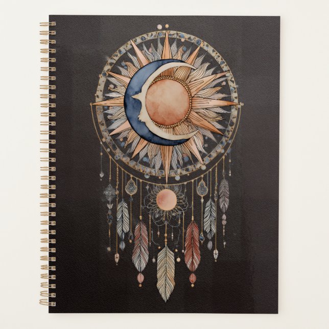 Celestial Sun Moon Dreamcatcher Planner (Front)