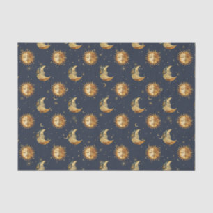 Celestial Sun & Moon Gold Starry Night Pattern (1) Tissue Paper