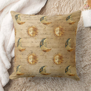 Celestial Sun & Moon Gold Starry Night Pattern (5) Cushion