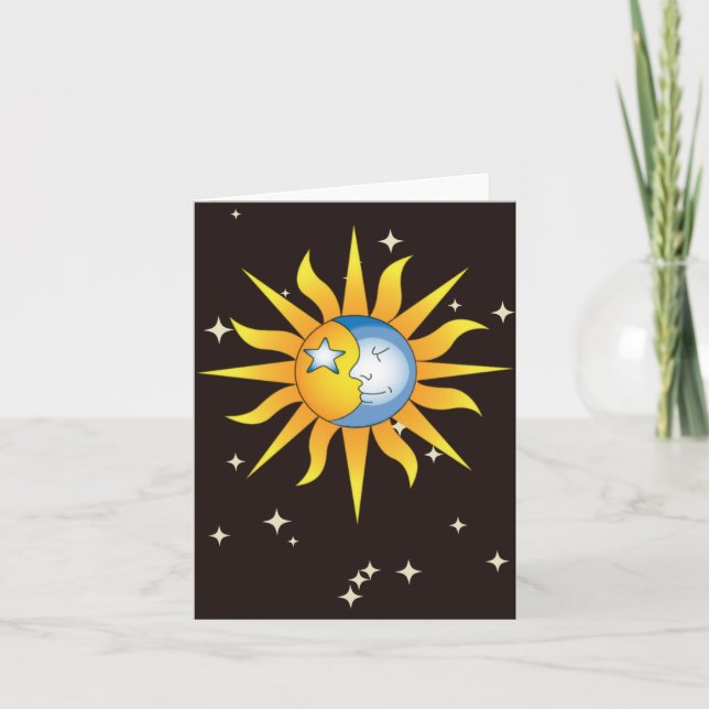 Celestial Sun & Moon Greeting Card – Whimsical  (Front)