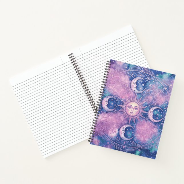 Celestial Sun & Moon Mandala Galaxy Nebula Notebook (Inside)