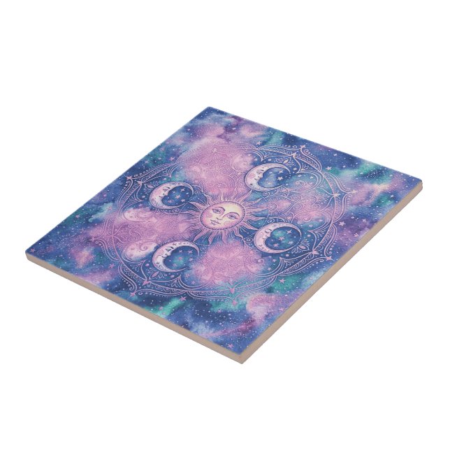 Celestial Sun & Moon Mandala Galaxy Nebula Tile (Side)