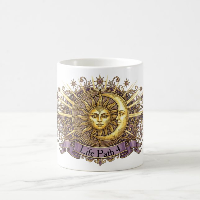 Celestial Sun & Moon Numerology Life Path Coffee Mug (Center)